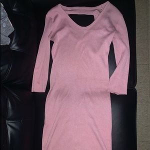 Pink sweater dress with top back cut out